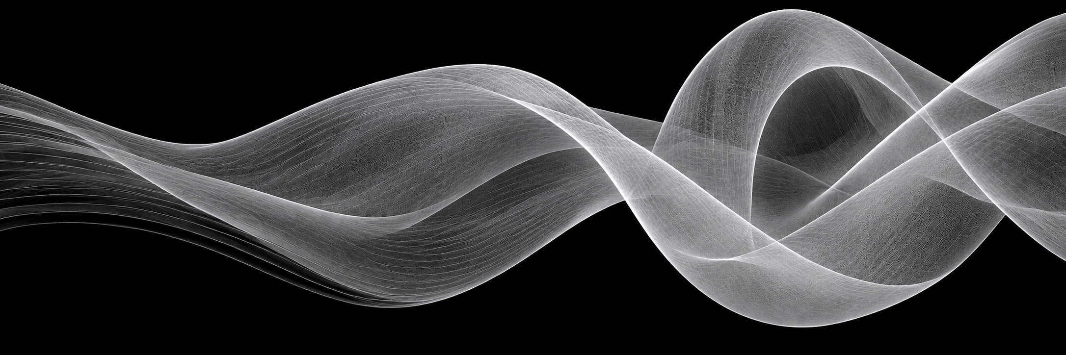 Light translucent white fabric flowing across a black background